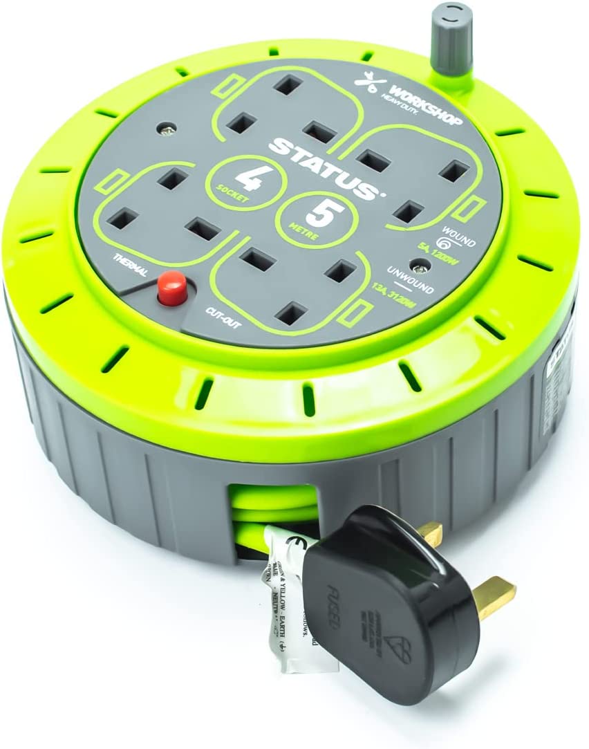 Status S5M13ACR - 13 A 4 Socket Cassette Reel with Thermal Out (Green)