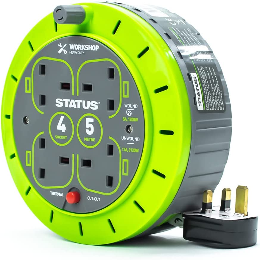 Status S5M13ACR - 13 A 4 Socket Cassette Reel with Thermal Out (Green)