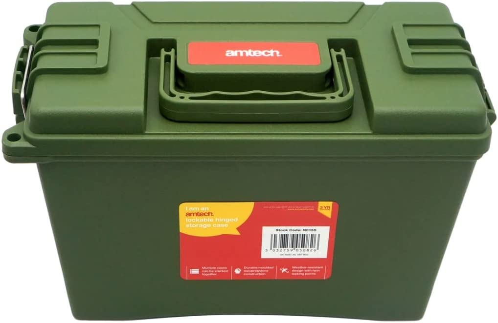 Amtech N0155 Lockable Toolbox, Weather-Resistant and Waterproof Storage Case with Twin Locking Points and 4Kg / 4.7L Capacity