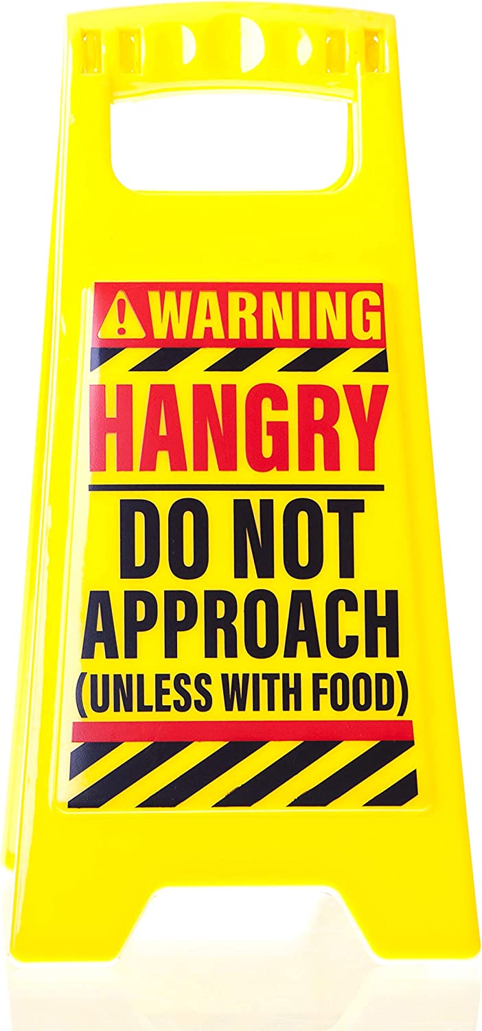 Boxer Gifts Hangry-Do Not Approach' Novelty Office Humour Warning Sign | Funny Desk Accessory | Colleague Secret Santa Gift, Yellow, 11.8cm x 25cm
