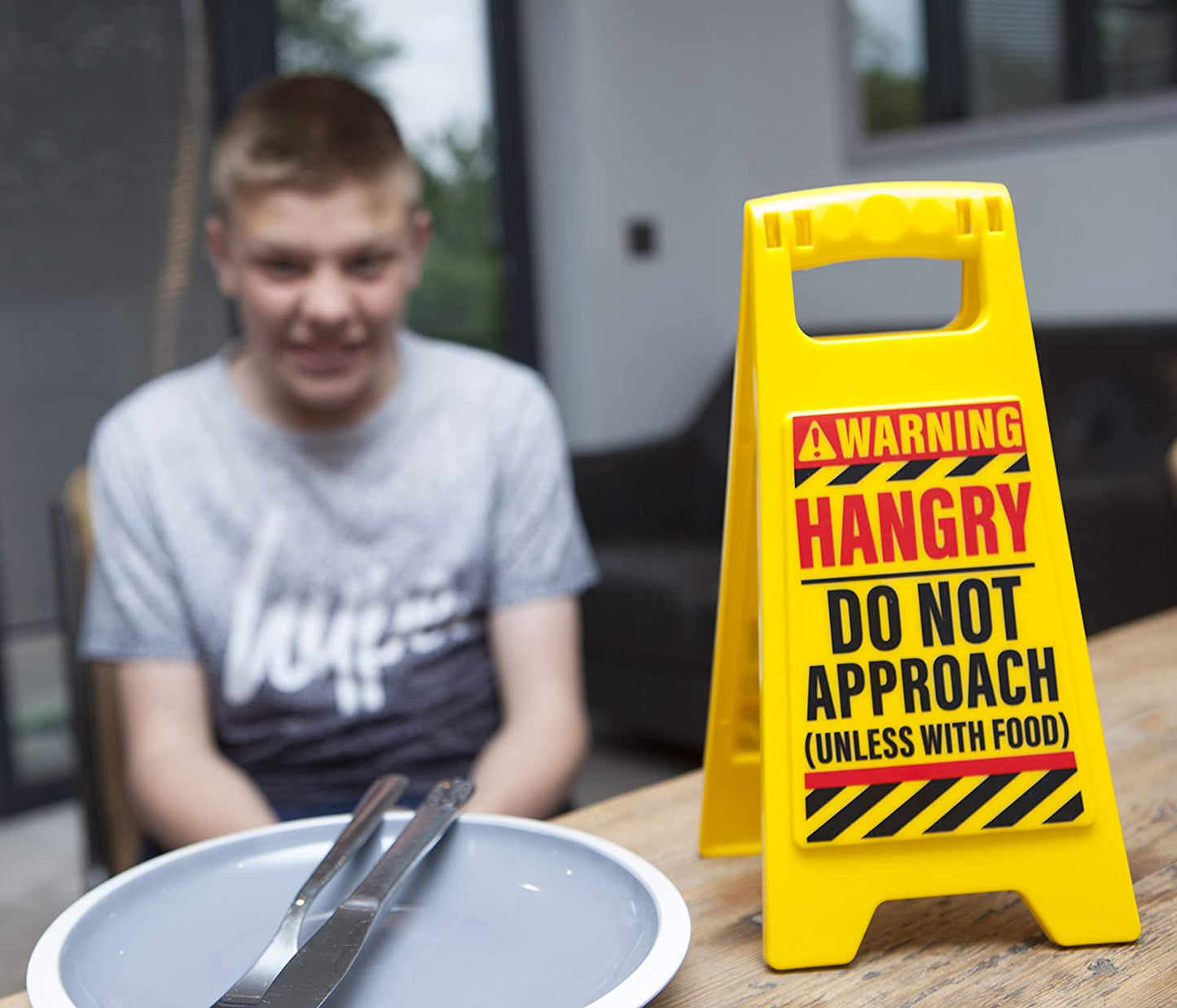 Boxer Gifts Hangry-Do Not Approach' Novelty Office Humour Warning Sign | Funny Desk Accessory | Colleague Secret Santa Gift, Yellow, 11.8cm x 25cm